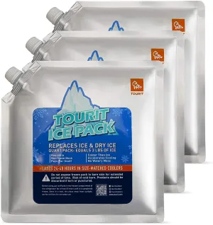 TOURIT Reusable Ice Packs for Coolers Long Lasting Cooler Ice Packs for Cooler Bag, Lunch Bags/Box, Cooler Backpacks, Knee Injuries, Back Pain Relief