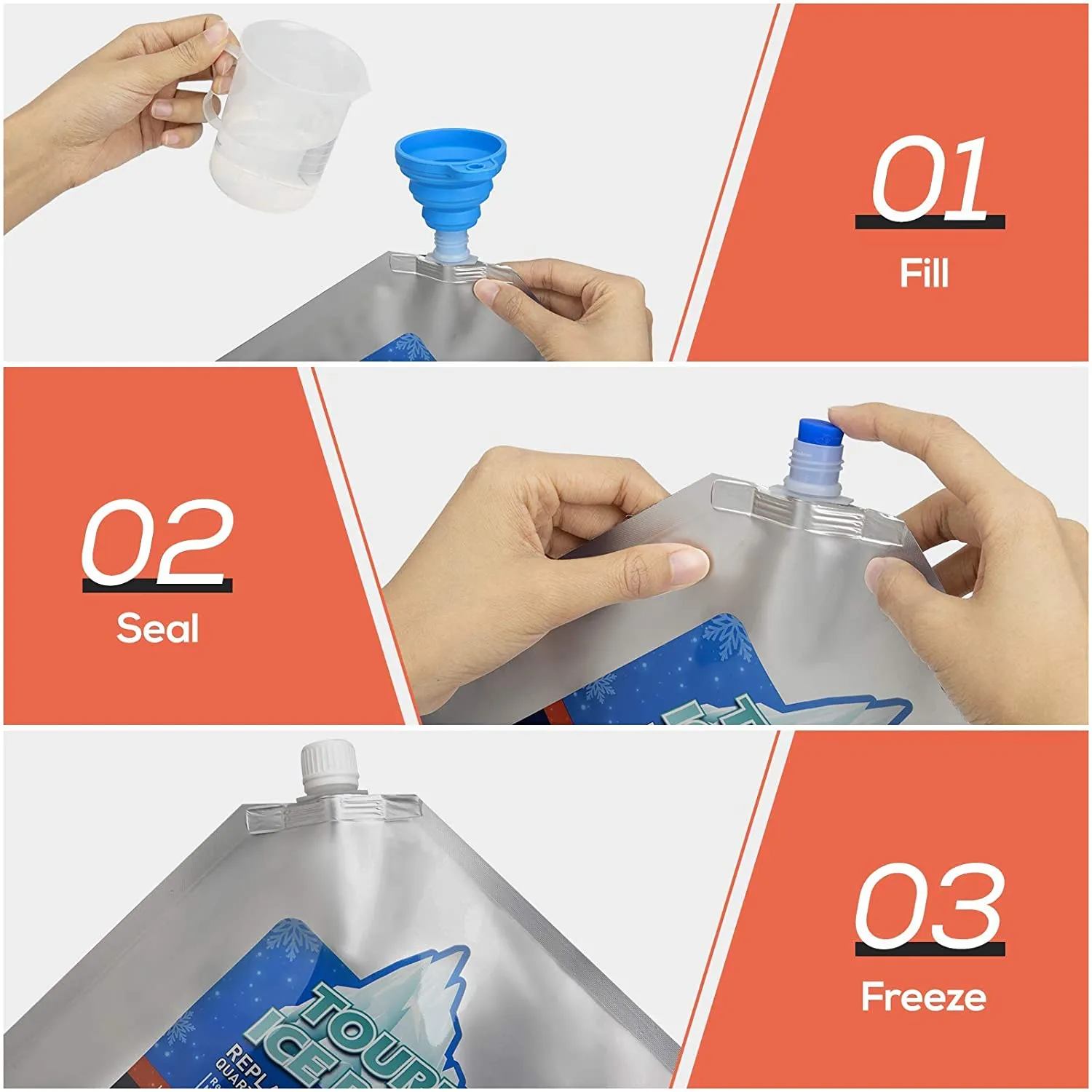 TOURIT Reusable Ice Packs for Coolers Long Lasting Cooler Ice Packs for Cooler Bag, Lunch Bags/Box, Cooler Backpacks, Knee Injuries, Back Pain Relief