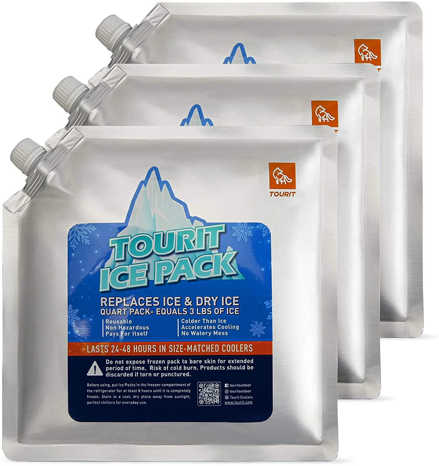 TOURIT Reusable Ice Packs for Coolers Long Lasting Cooler Ice Packs for Cooler Bag, Lunch Bags/Box, Cooler Backpacks, Knee Injuries, Back Pain Relief