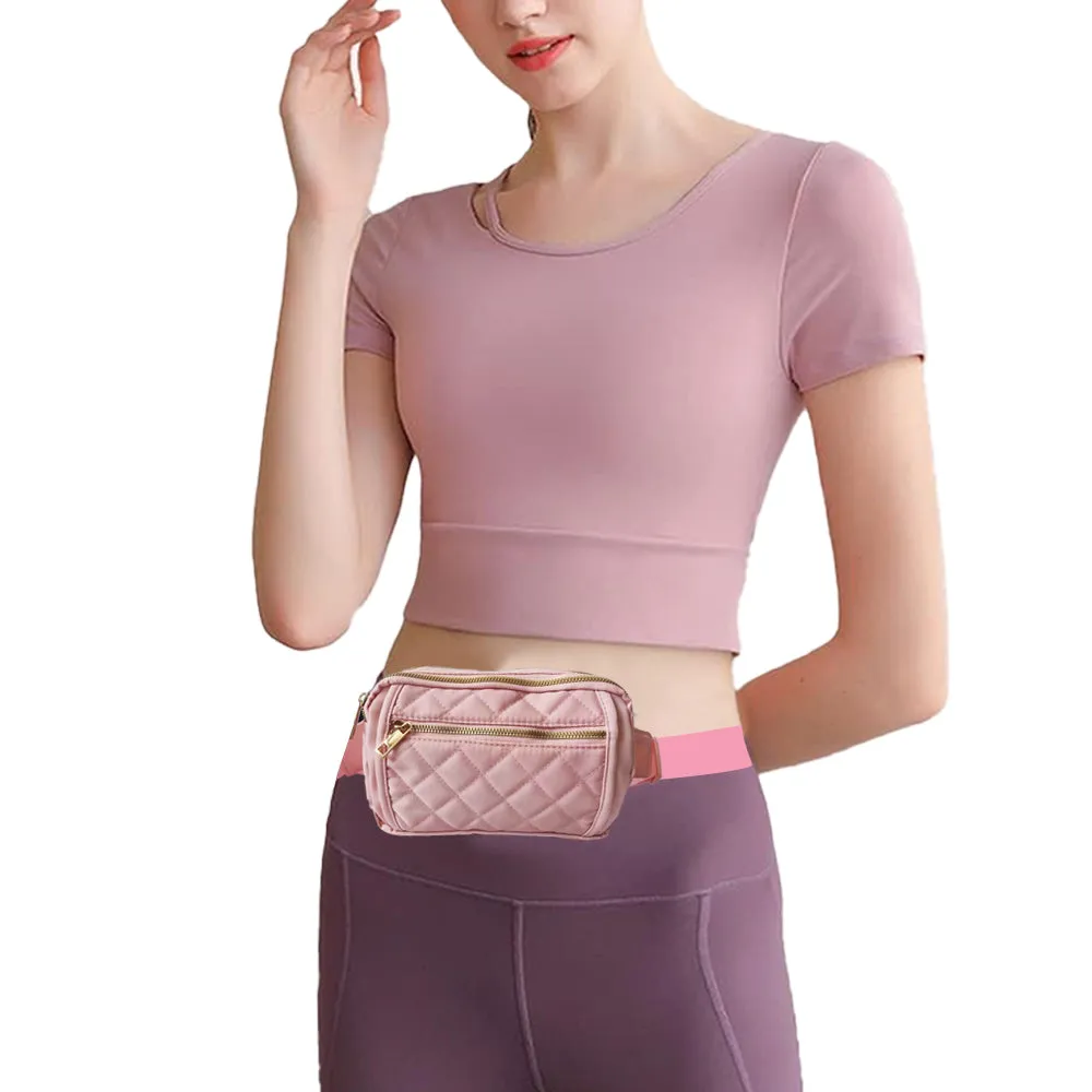Travel Fanny Packs Crossbody Bags Waist Bags for Hiking Cycling Running Pink