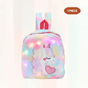 Unicorn Fur Bag Backpack for Kids Picnic Bag - Multicolor , 1 Piece