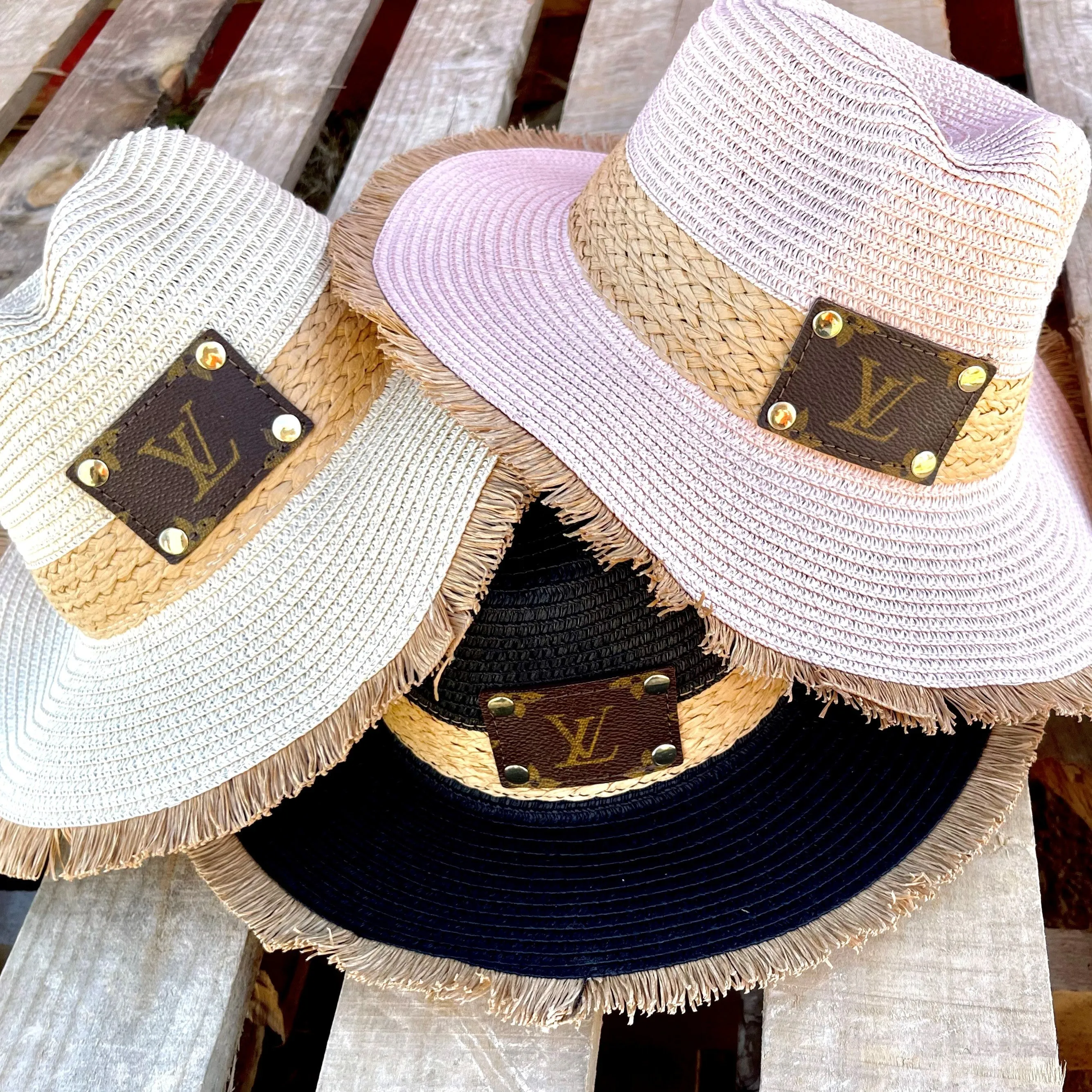 Upcycled LV Tulum Straw Hat