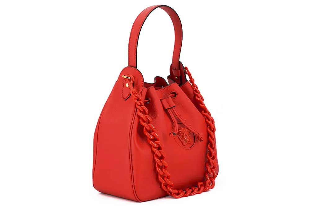 Versace Red Calf leather Hobo Shoulder and Handbag
