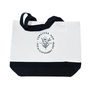 Wildflower Wisdom Embroidered Tote Bag - Luke 12:27