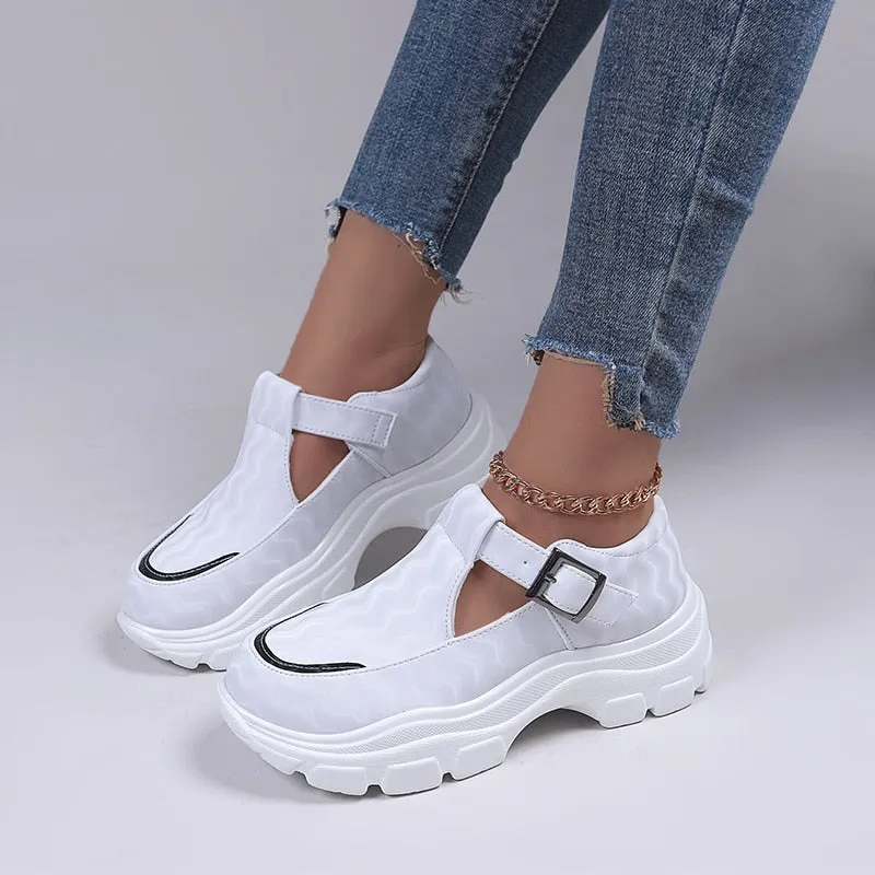 Women's Running Shoes Casual Platform Shoes Outdoor Sneakers Fall Fashion White Vulcanized Shoes Zapatillas Mujer Large Size 43