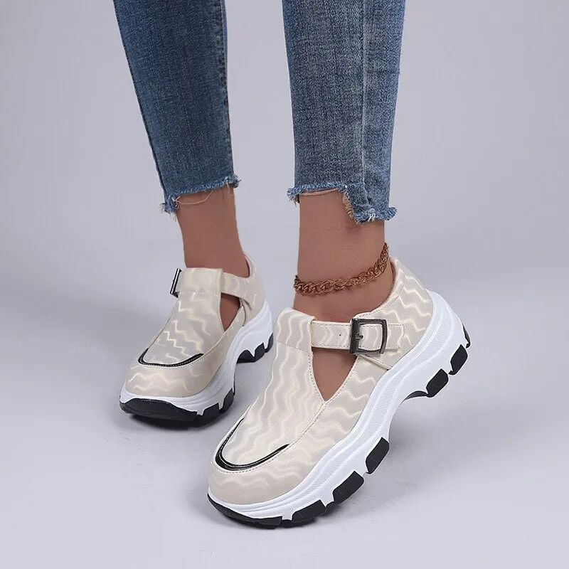 Women's Running Shoes Casual Platform Shoes Outdoor Sneakers Fall Fashion White Vulcanized Shoes Zapatillas Mujer Large Size 43
