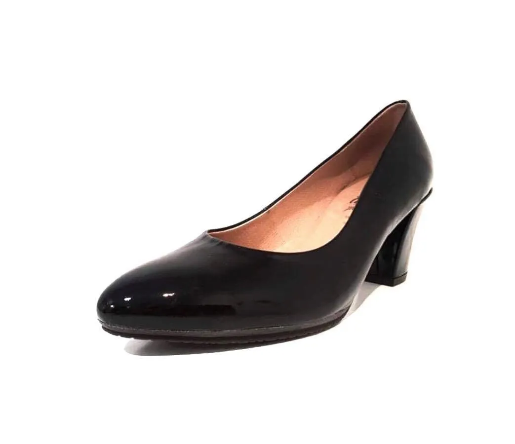 Wonders I-4722 Negro Black Patent Leather Court Shoe Made In Spain