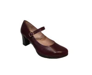 Wonders I-6061 Vino Burgundy Leather Court Shoe Made In Spain