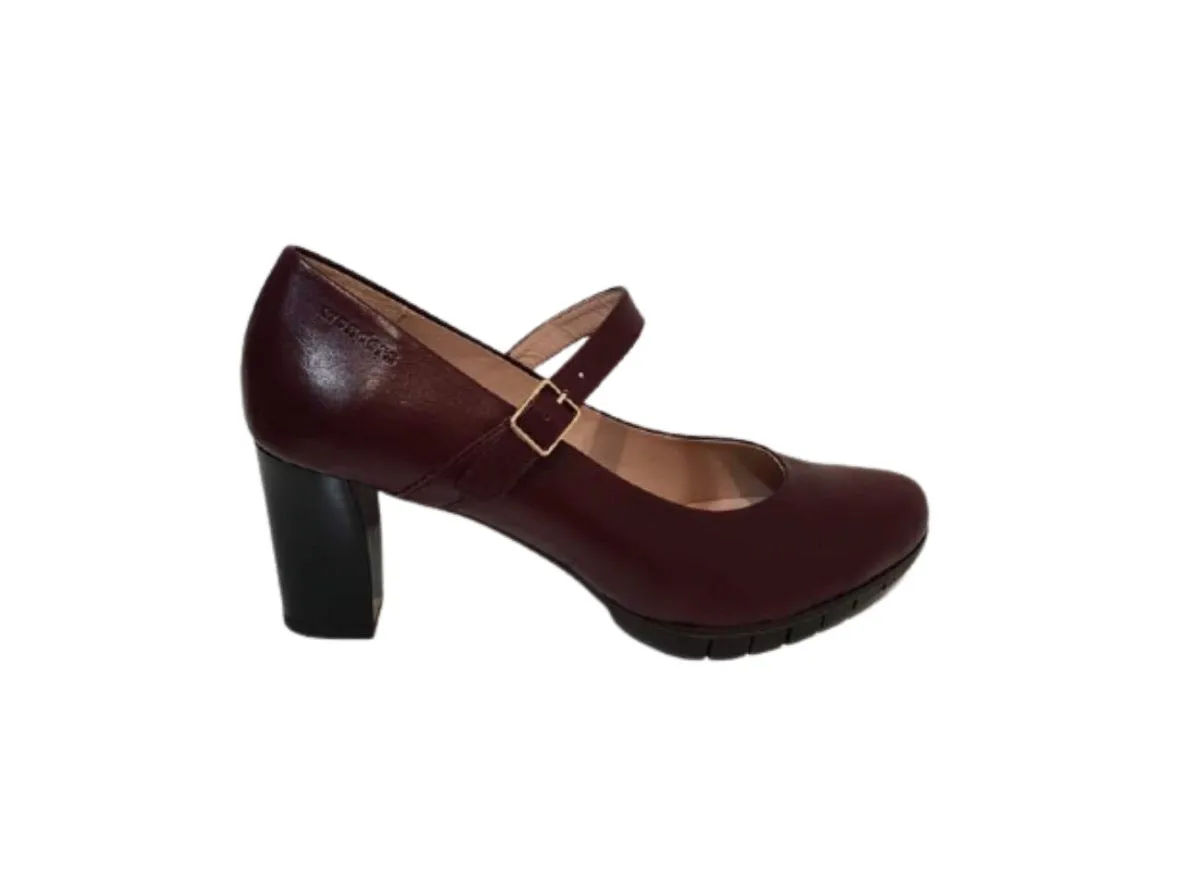 Wonders I-6061 Vino Burgundy Leather Court Shoe Made In Spain