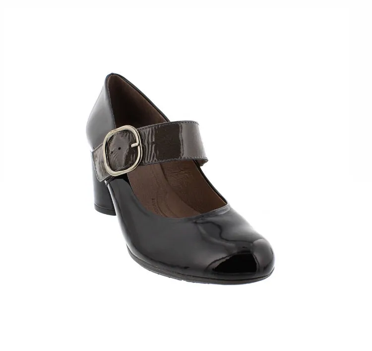 Wonders I-6830 Black Negro Patent Leather Court Shoe Made In Spain