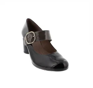 Wonders I-6830 Black Negro Patent Leather Court Shoe Made In Spain