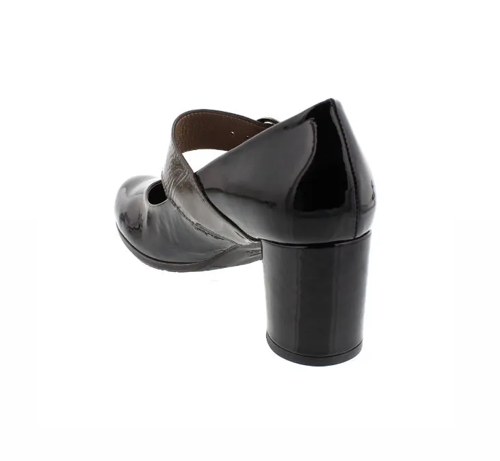Wonders I-6830 Black Negro Patent Leather Court Shoe Made In Spain