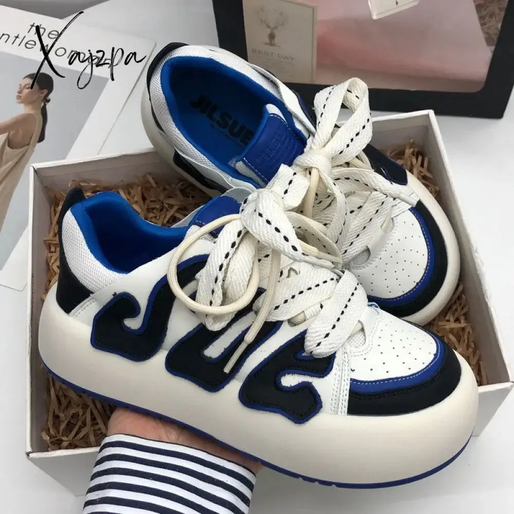Xajzpa - Spring New Flat Platform White Vulcanize Shoes Women Casual Sports Sneakers Canvas Running Tennis Basket Lolita