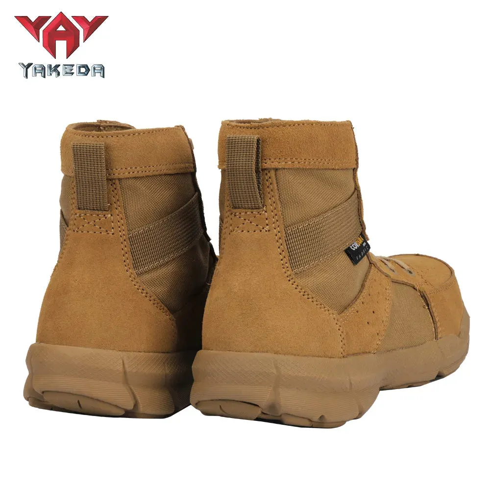 Yakeda 2021 Tactical Military usa Black Boots Casual Lace Leather Hiking Shoes Genuine Leather Army Boots for Men