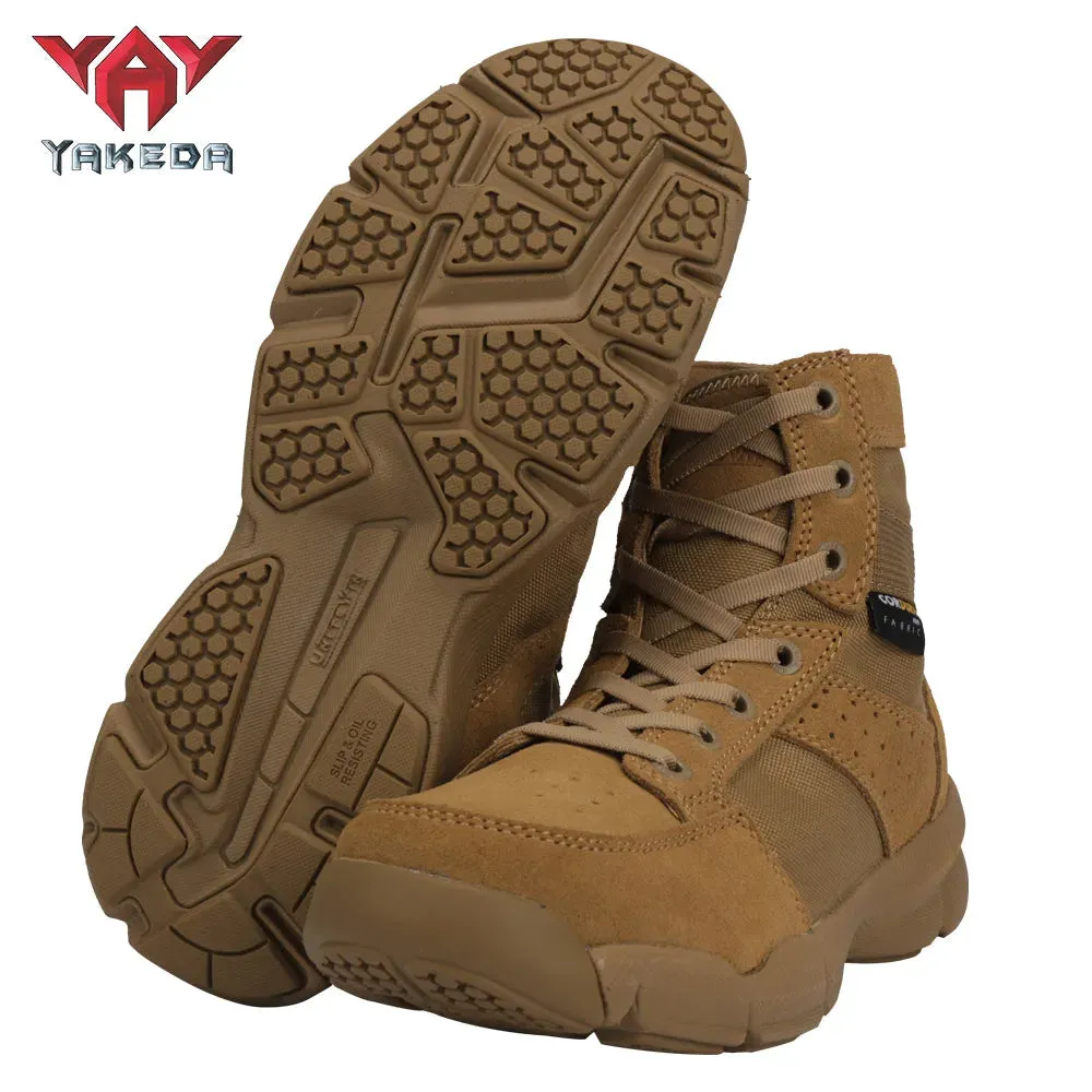 Yakeda 2021 Tactical Military usa Black Boots Casual Lace Leather Hiking Shoes Genuine Leather Army Boots for Men