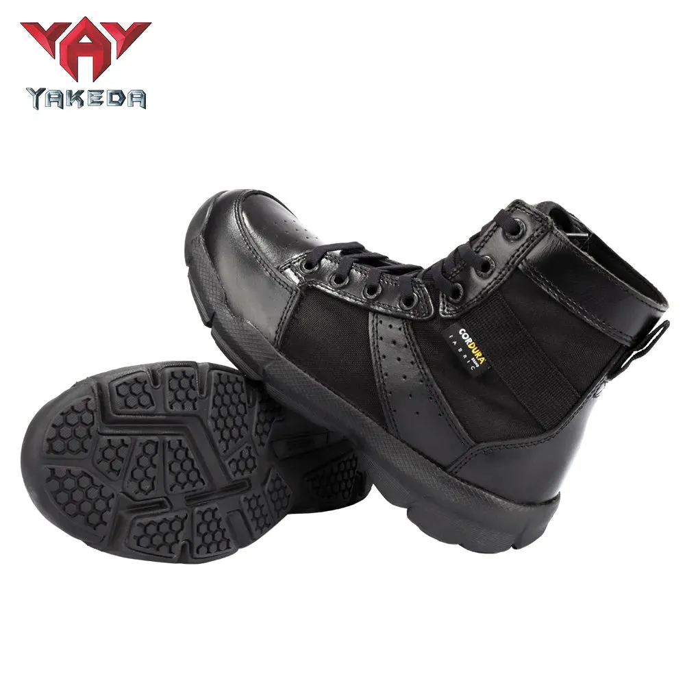Yakeda 2021 Tactical Military usa Black Boots Casual Lace Leather Hiking Shoes Genuine Leather Army Boots for Men
