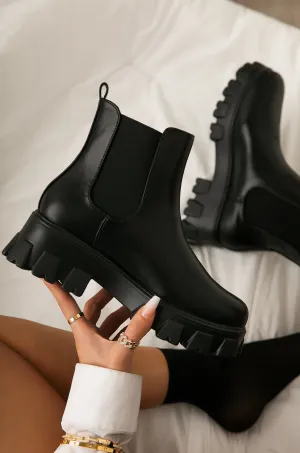 Zuzanna Combat Boots - Black PU